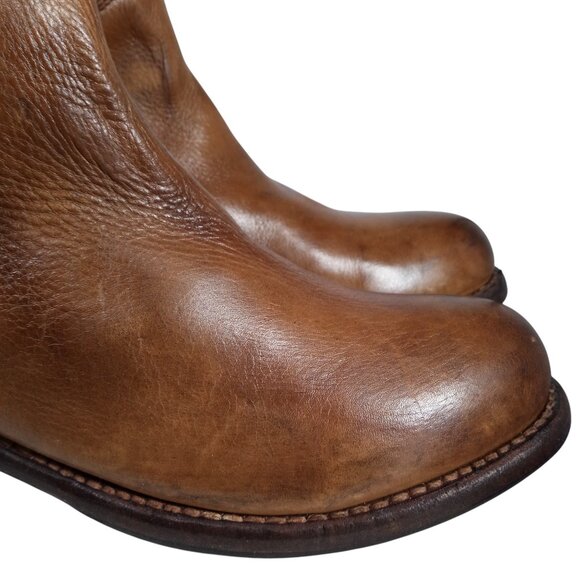 Bed Stu Newark Riding Mid Calf Brown Leather Boots Size 9 Lace Up Western Moto - Picture 16 of 16